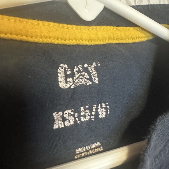 CAT Boys Long Sleeve Shirt Size XS 5/6 Blue Logo Graphic Tee Round Neck - Picture 3 of 3